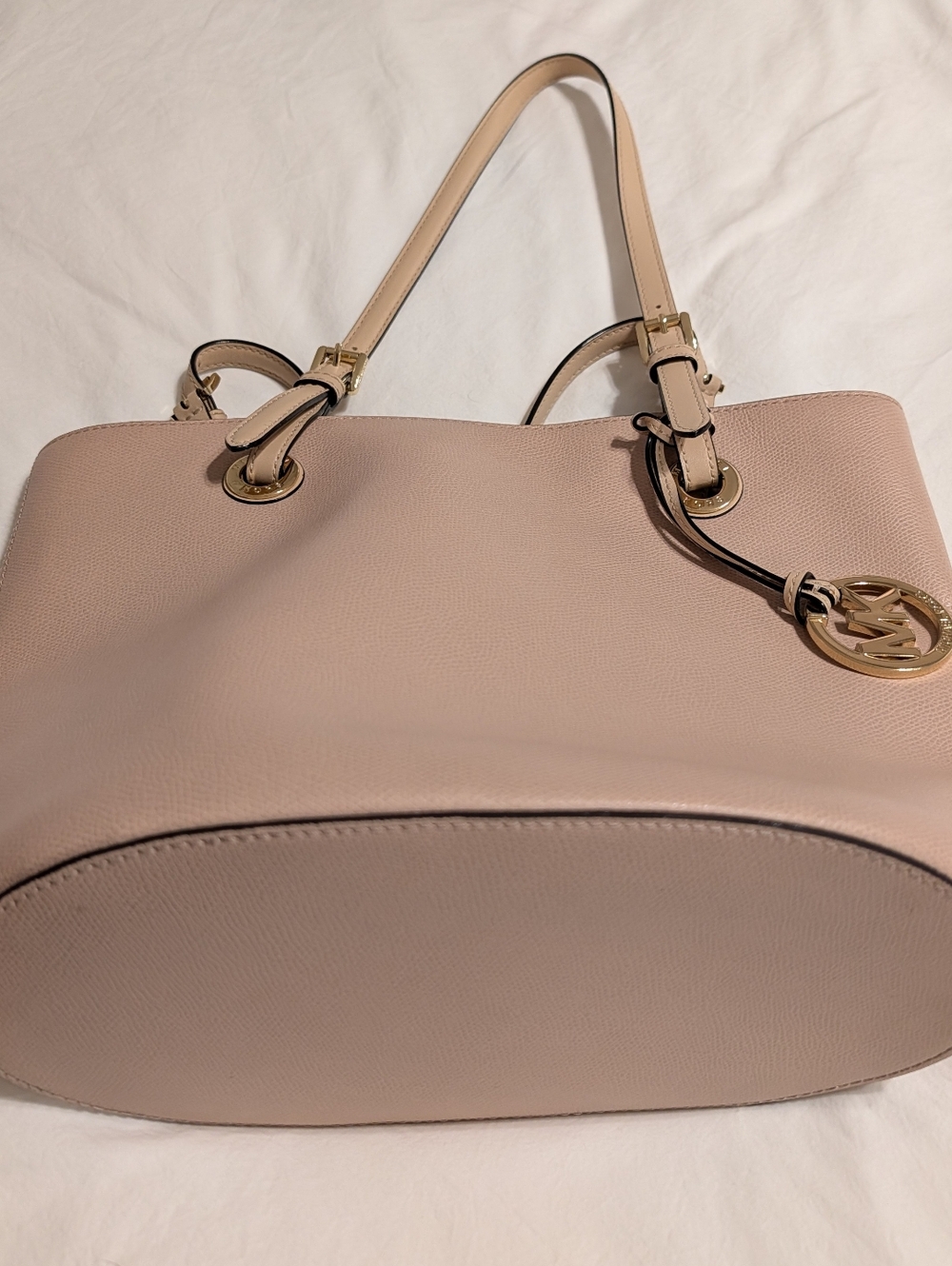 Michael Kors Ballet Pink & Tan Leather Jet Set Style Open Top Tote Purse - Picture 4 of 6